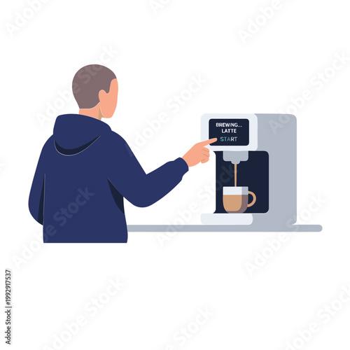Man using coffee machine in office setting indoors daily