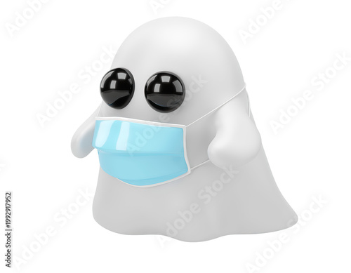 Cute Ghost Wearing a Medical Face Mask