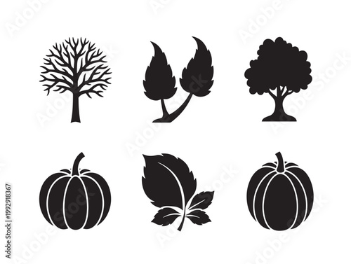 seasonal nature icons set flat design vector illustration