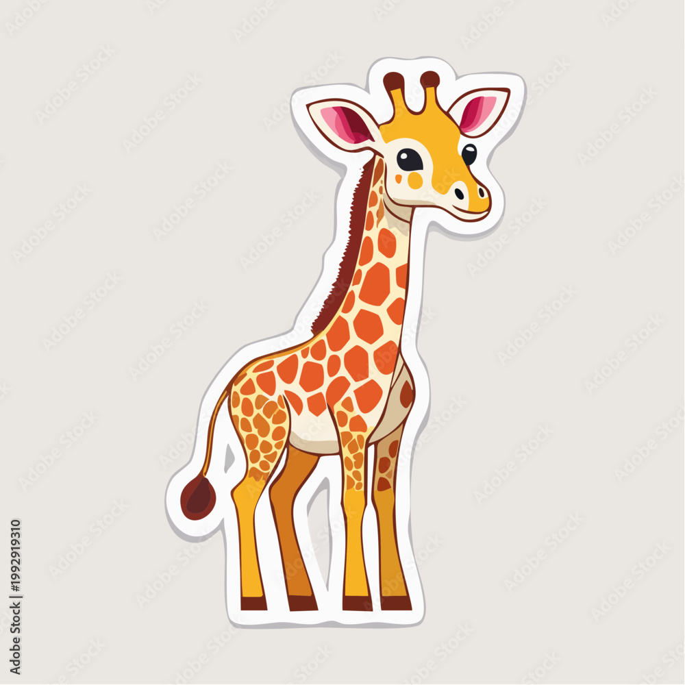 Obraz premium Cute Cartoon Giraffe Sticker
