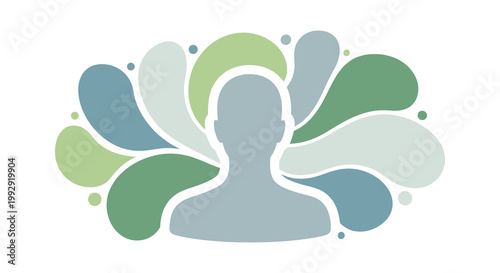 Illustration of a person's silhouette with colorful abstract shapes emanating outwards, symbolizing creativity and thought processes