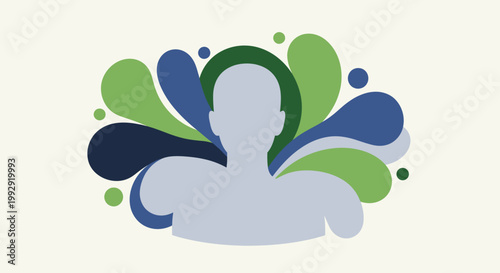 Abstract illustration of mental well-being and creative ideation, featuring a human silhouette surrounded by vibrant, flowing expressions of thought and personal potential