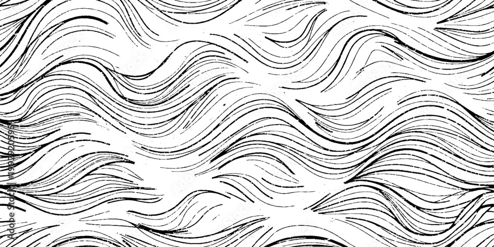 Fototapeta premium Black grunge wave pattern on white background vector illustration for backgrounds and textures