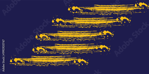 Abstract yellow-blue frame on a dark background. Sporty design with grunge style. Illustration for sports, athletics, training, exercise.