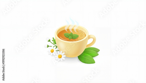 Herbal Tea with Chamomile and Mint Illustration