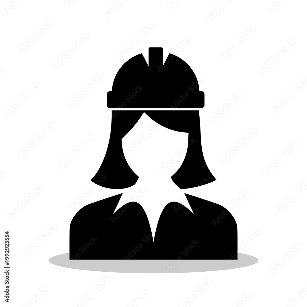 Fototapeta premium Woman Construction Worker icon with shadow