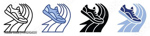 Dynamic running shoe icon representing swiftness and active lifestyle for athletic branding or fitness application graphics.