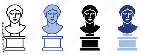 Elegant classical bust sculpture icon representing history and culture for educational apps and museum presentations