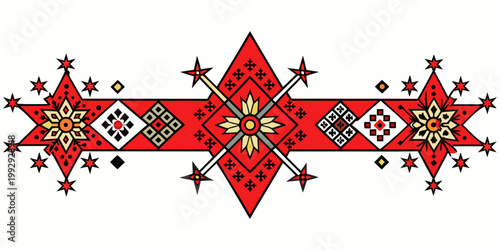 Traditional ethnic folk geometric pattern ornament, vector