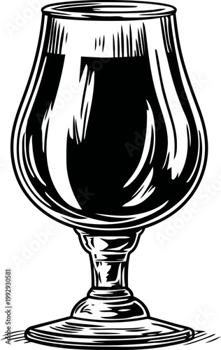 elegant empty snifter glass with thick base for fine spirits and brandy serving