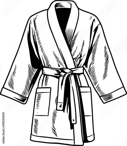 Classic bathrobe with belt and pockets cozy loungewear garment, soft fabric for comfort and relaxation at home or spa