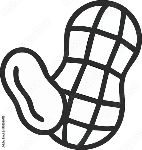 Minimal line icon of beans-peanuts, organic produce outline