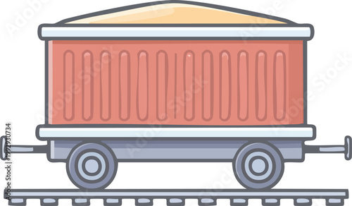 Minimal line icon of cargo wagon or freight cart, logistics transport