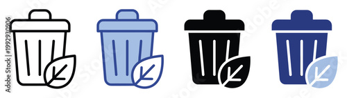 Ecofriendly waste disposal bin icon symbolizing recycling and organic materials perfect for environmental conservation applications