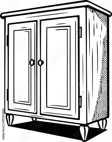 Classic wooden cabinet with two doors and decorative legs, vintage furniture storage solution for home or office