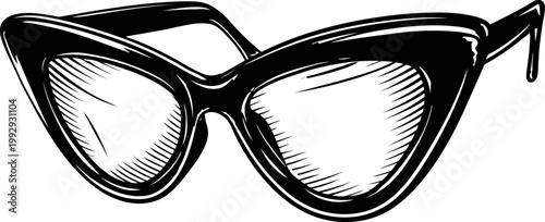 Retro cat eye sunglasses with thick frames and clear lenses, vintage eyewear accessory