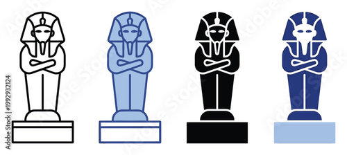 Egyptian sarcophagus icon set representing ancient civilization and history for cultural education or travel related content