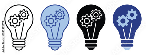 Light bulb with gears inside representing innovative ideas and mechanical solutions for business development projects