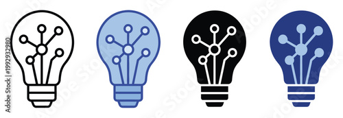 Lightbulb icons with internal network symbolizing artificial intelligence and innovation for technology presentations and digital media