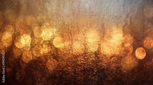 Golden bokeh background with frosted glass texture, warm amber light through ice crystals, festive holiday glow with soft blur effects