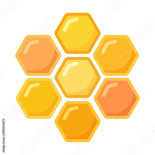 Yellow Hexagonal Honeycomb Cells Illustration