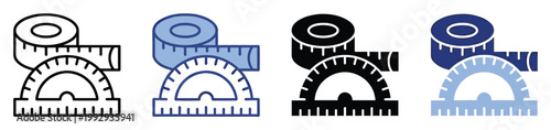 Geometry and measurement tools icon featuring a tape measure and protractor for educational and technical applications