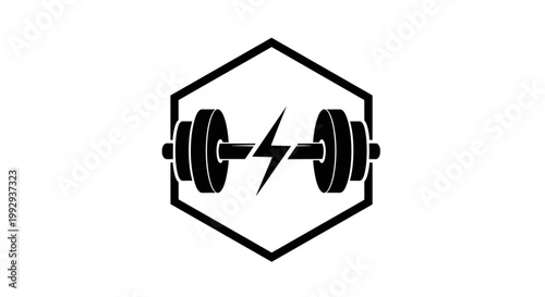 Fitness Dumbbell Lightning Bolt Icon.
