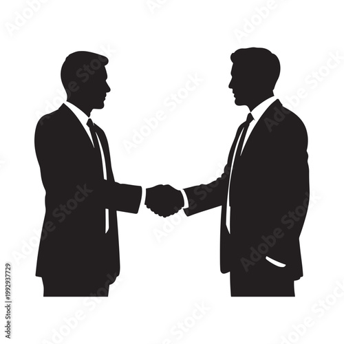 Two men in suits shaking hands a symbol of agreement and partnership