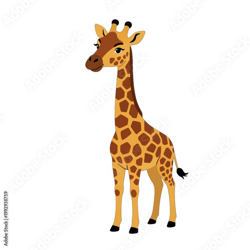 Giraffe Cartoon Animal Illustration, Isolated Vector Icon with Transparent Background for Wildlife Design and Educational Use