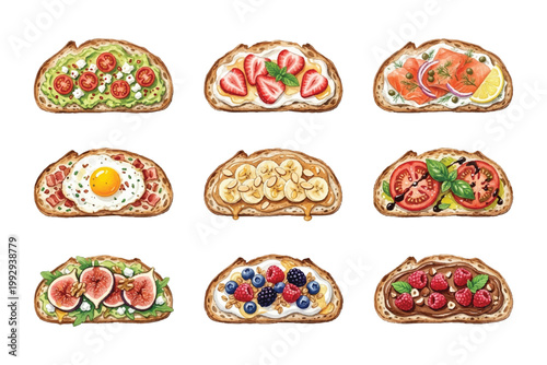 watercolor tasty bread toast bundle