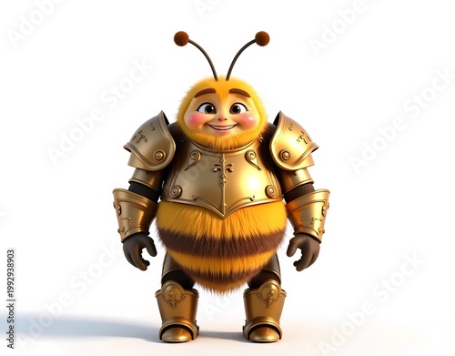 Cute Chubby Bee Warrior in Full Golden Body Armor