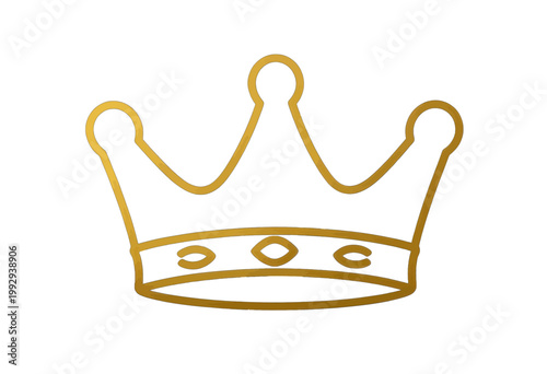 Gold Crown Icon Vector Illustration, Isolated Transparent Background Symbol for Royalty, Luxury, Leadership and Achievement Concepts