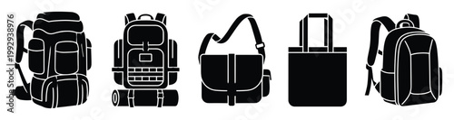 Essential collection of diverse bags and backpacks for travel, outdoor adventures, and everyday carry needs