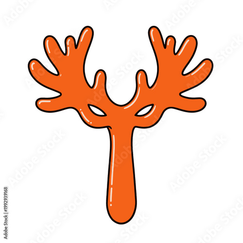 Orange Coral Reef Branch Vector Icon, Isolated Transparent Background for Marine Life Design and Underwater Theme Illustration