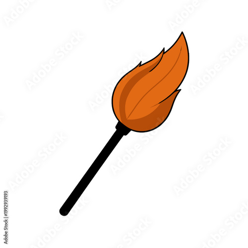 Orange Flame Torch Icon Vector Illustration, Isolated Transparent Background for UI Web Design and Digital Interface