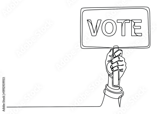 Human hand holding a protest sign with VOTE text for election campaigns and democratic participation applications