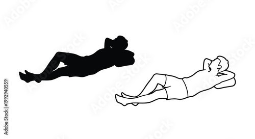Two contrasting depictions of a person lying down in repose