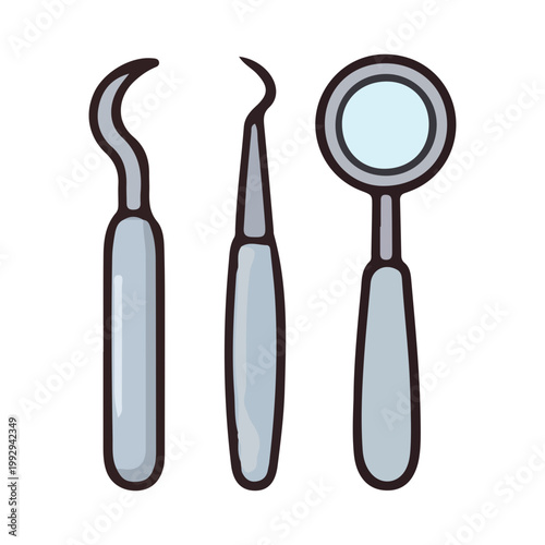 Vector Illustration of Professional Dental Instruments and Tools