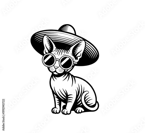 Cute stylish funny sphinx cat wear sunglasses