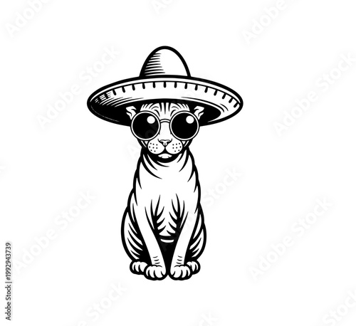 Cute stylish funny sphinx cat wear sunglasses