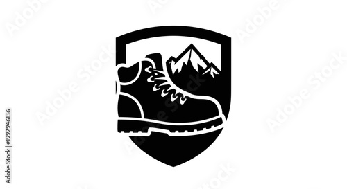 Hiking Boot Mountain Logo Design 1.