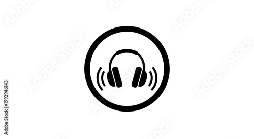 Headphones Sound Icon Logo.