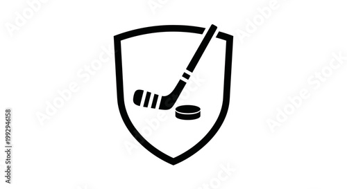 Hockey shield logo graphic icon.