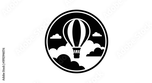 Hot air balloon logo icon.