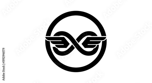 Infinity symbol with wings logo.