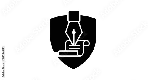 Ink Pen Shield Icon Design.
