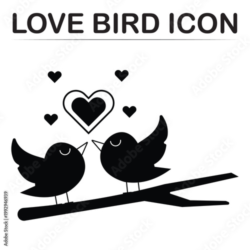 Love birds icon, Hearts Peace Love Message Stop War Illustration,  Romantic vector.