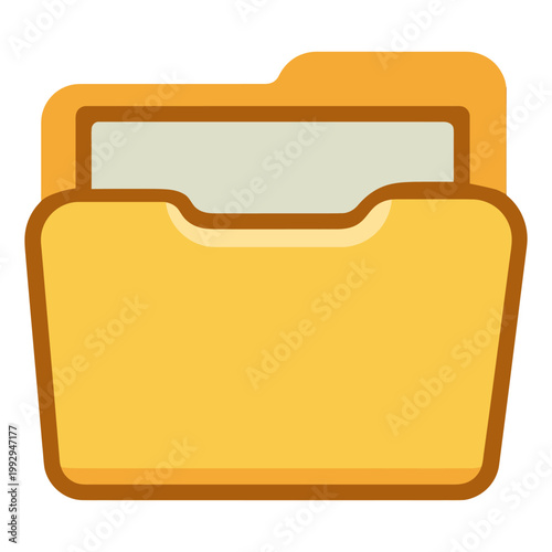 Bright yellow folder icon in flat style, perfect for representing file storage, organization, and digital document systems.