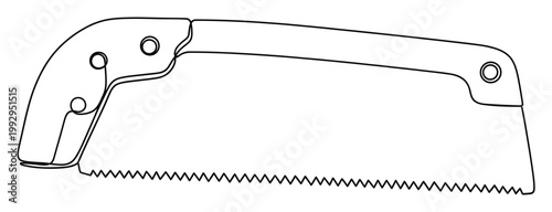 Simple line drawing of a versatile folding hand saw, perfect for construction, gardening, and woodworking project visuals
