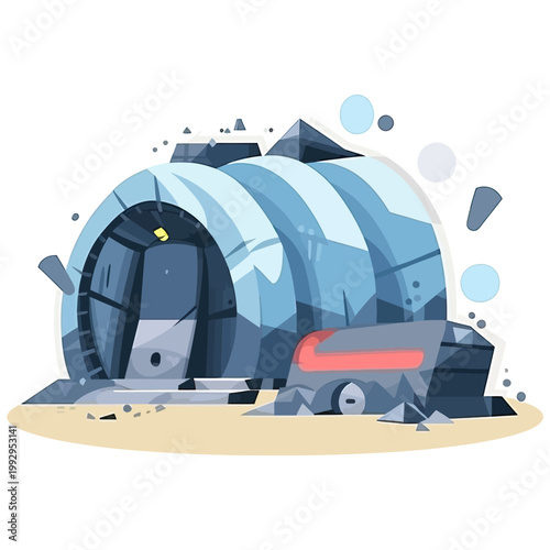 A futuristic bunker-style dome building with sci-fi details and a rugged environment, ideal for conceptual architecture visuals.